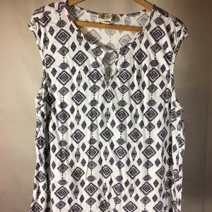 Purple tribal tank with keyhole cut out XL